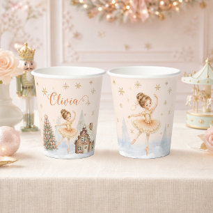 Nutcracker Sugar Plum Fairy Ballerina 1st Bday Paper Cups