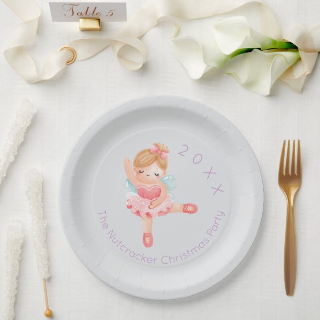 Nutcracker Sugar Plum Fairy Christmas Paper Plate (Wedding)