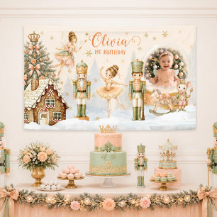 Nutcracker Sugar Plum Fairy Photo 1st Birthday   Banner