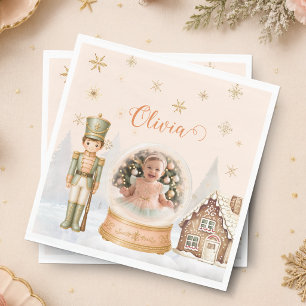 Nutcracker Sugar Plum Fairy Photo 1st Birthday Napkin