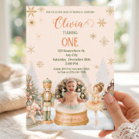 Nutcracker Sugar Plum Peach Mint Photo Snow Globe