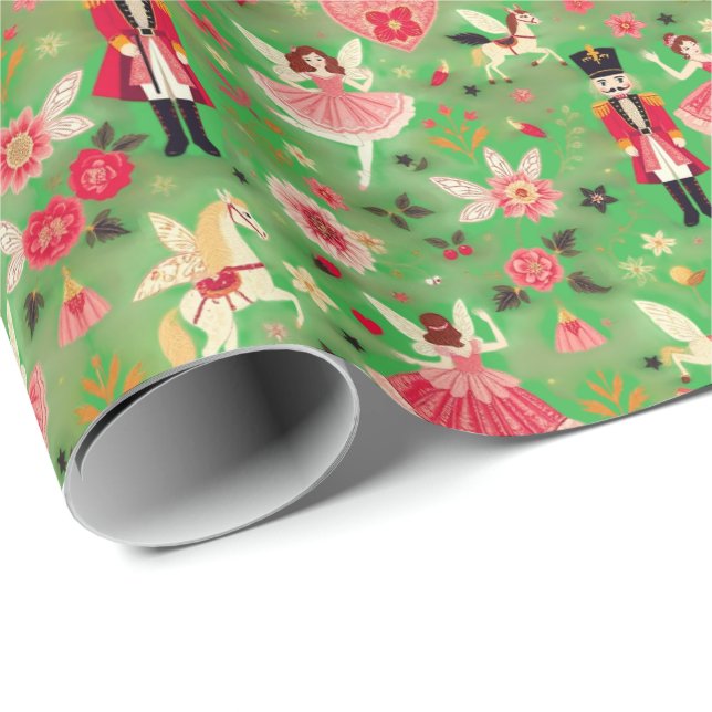 Nutcracker Suite Sugar Plum Fairy Flying Horses Wrapping Paper (Roll Corner)