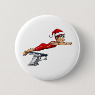 Nutcracker Swimmer Swimming Holiday Athletic Xmas 6 Cm Round Badge