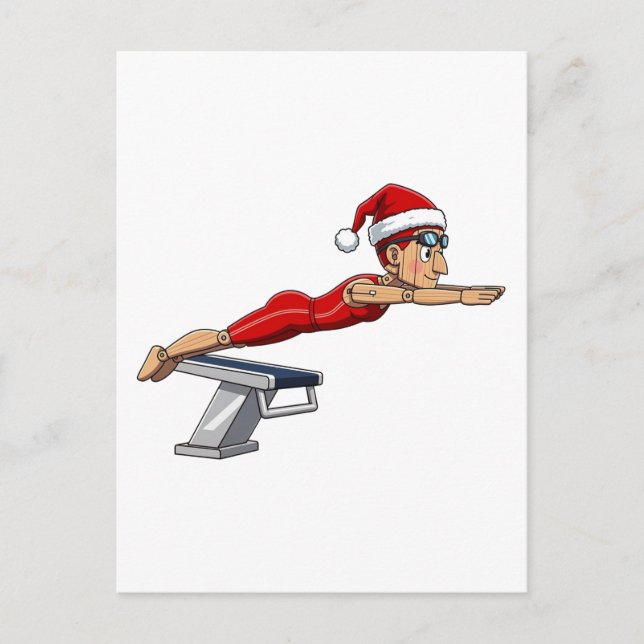 Nutcracker Swimmer Swimming Holiday Athletic Xmas Postcard (Front)