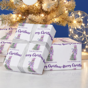 Nutcracker Theme Custom Name Purple Christmas Wrapping Paper