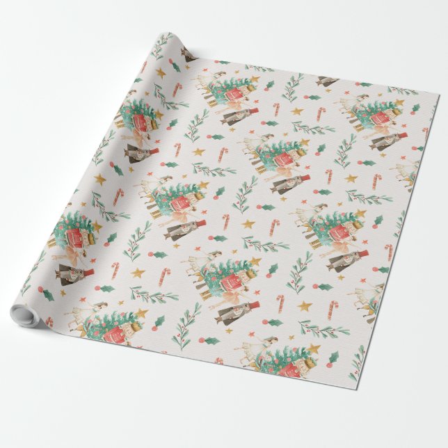 Nutcracker Theme Wrapping Paper-Holiday Gift Wrap (Unrolled)