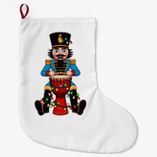 Nutcracker Toy Soldier Goblet Drum Percussion   Large Christmas Stocking