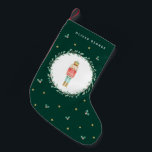 Nutcracker traditional botanical cute Christmas Small Christmas Stocking<br><div class="desc">Nutcracker watercolor botanical cute traditional Christmas festive holiday gift dark green holiday stocking design.</div>