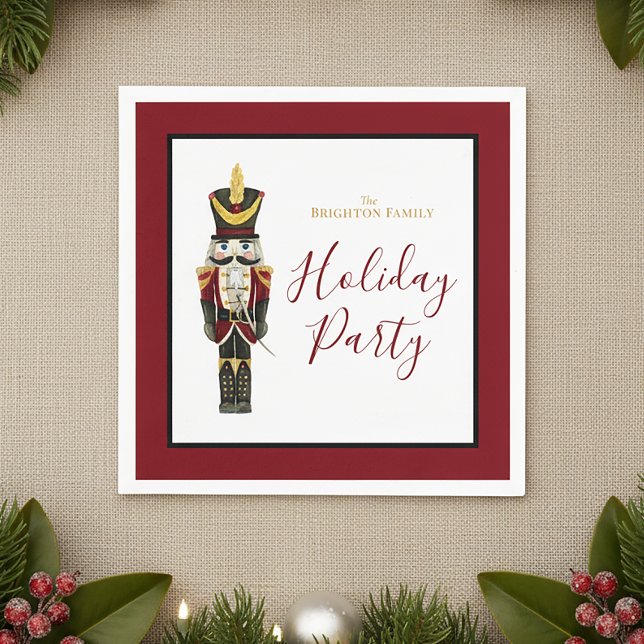 Nutcracker Traditional Holiday Christmas Red  Napkin (Creator Uploaded)