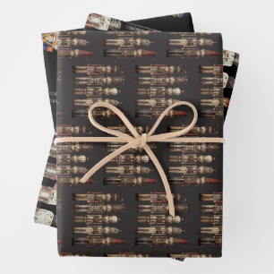 Nutcracker Trio Christmas Black Wrapping Paper Sheet