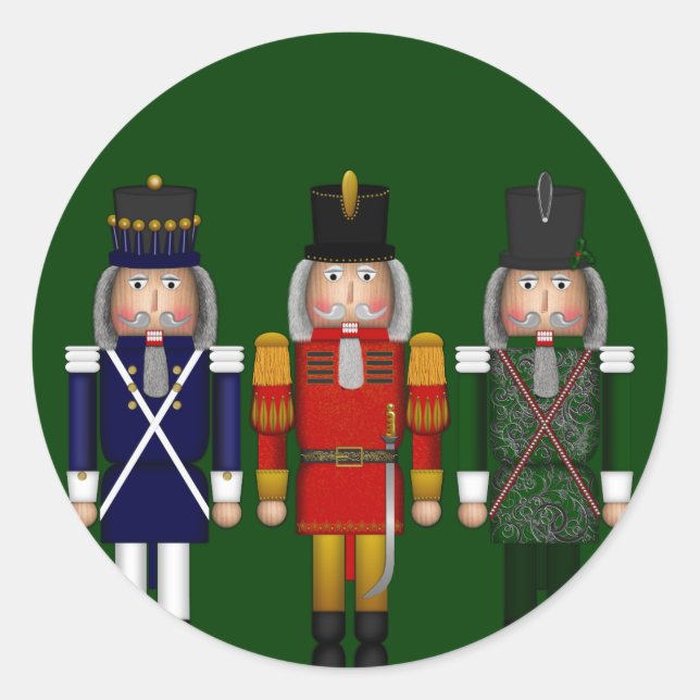 Nutcracker Trio, Green-ROUND STICKERS (Front)