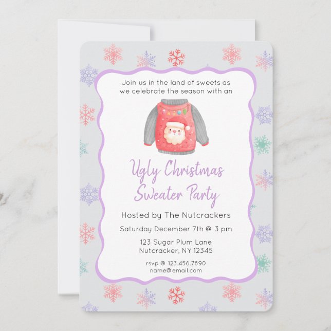 Nutcracker Ugly Christmas Sweater Party Invitation (Front)