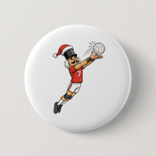 Nutcracker Volleyball Player Holiday Sports Xmas 6 Cm Round Badge