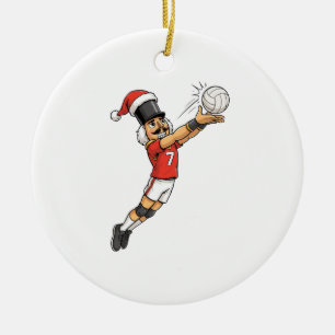 Nutcracker Volleyball Player Holiday Sports Xmas  Ceramic Tree Decoration