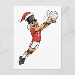 Nutcracker Volleyball Player Holiday Sports Xmas Invitation Postcard