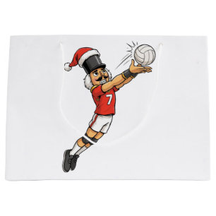 Nutcracker Volleyball Player Holiday Sports Xmas Large Gift Bag