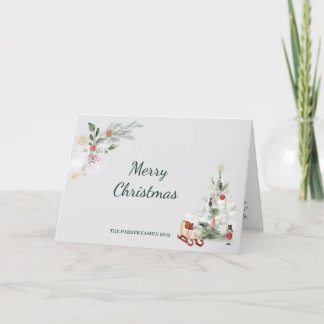 Nutcracker watercolor botanical cute Christmas Holiday Card
