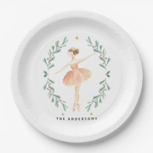 Nutcracker watercolor botanical cute Christmas Pos Paper Plate