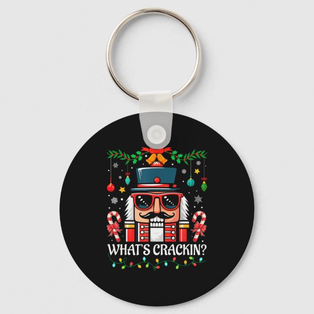 Nutcracker What's Crackin Funny Christmas Men Wome Key Ring (Front)