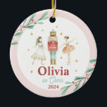 Nutcracker Winter Ballet Christmas Ceramic Tree Decoration<br><div class="desc">Nutcracker ballet winter snowflakes christmas ornament. Personalised with name and role in nutcracker.</div>