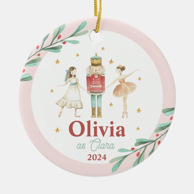 Nutcracker Winter Ballet Christmas Ceramic Tree Decoration (Front)
