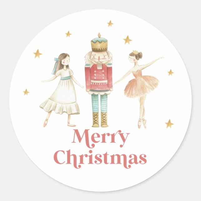Nutcracker Winter Ballet Christmas Classic Round Sticker (Front)