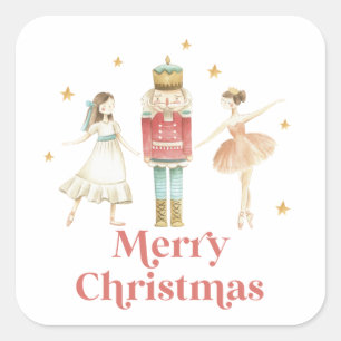 Nutcracker Winter Ballet Christmas Square Sticker
