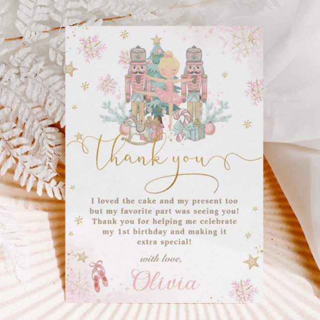 Nutcracker Winter Onederland 1st Birthday Blonde Thank You Card (Creator Uploaded)