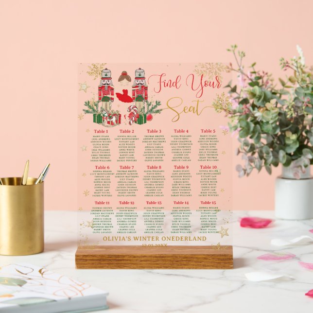Nutcracker Winter Onederland 1st Birthday Seating  Acrylic Sign (Wedding)