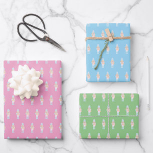 Nutcracker with a Candy Cane Wrapping Paper Sheet
