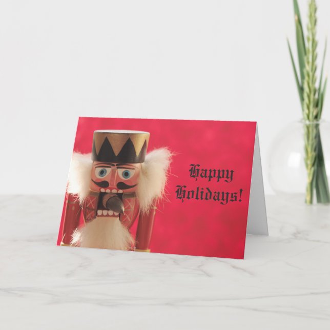 Nutcracker with acorn holiday card (Front)