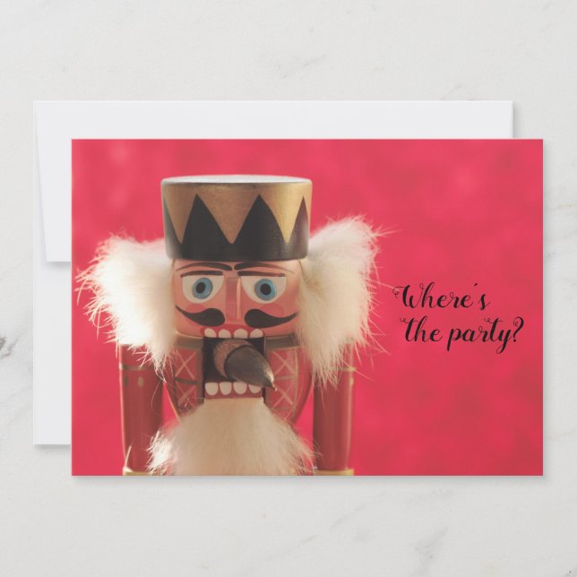 Nutcracker with acorn where's the party invitation (Front)