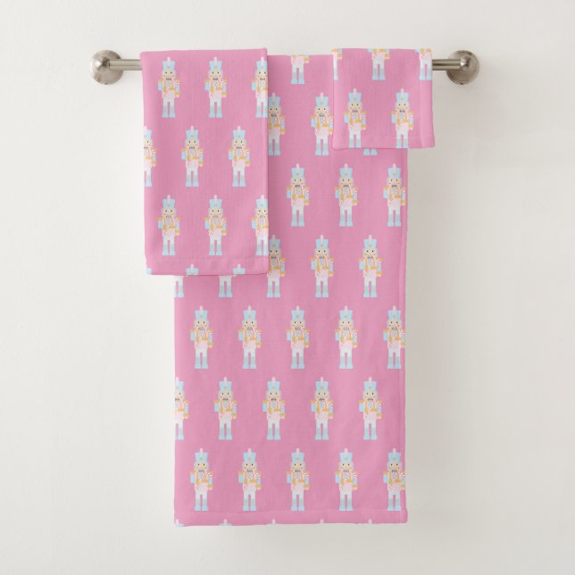 Nutcracker with Candy Cane  Bath Towel Set (Insitu)