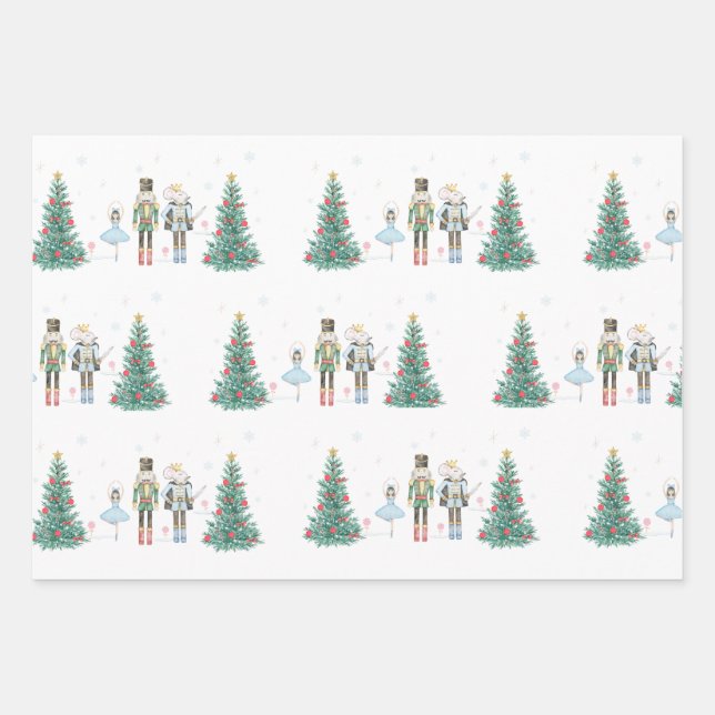 Nutcracker Wrapping Paper- Pastel and Festive Paper Sheet (Front)