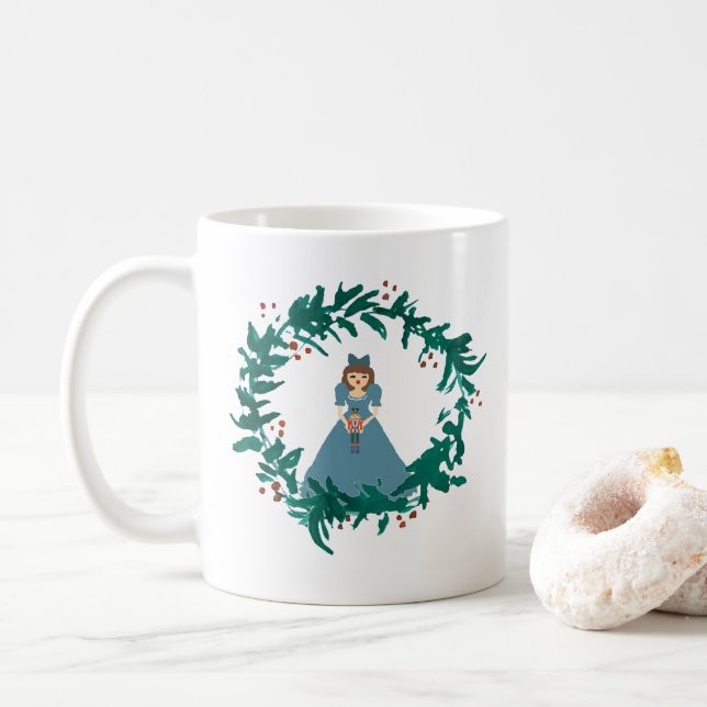 Nutcracker Wreath Painting Christmas Coffee Mug (With Donut)