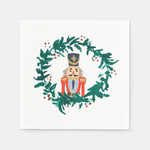 Nutcracker Wreath Painting Christmas Napkin