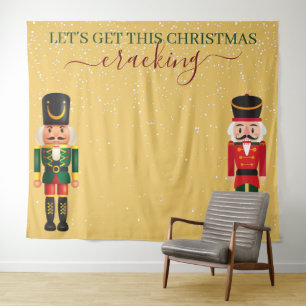 Nutcracker Yellow Christmas Photo Booth Backdrop Tapestry