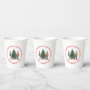 Nutcrackers and a Christmas Tree Custom Text Paper Cups