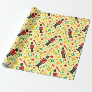 Nutcrackers and Colourful Stars Christmas Seamless Wrapping Paper