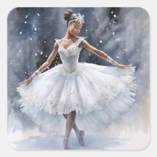 Nutcracker's Enchanting Black Snow Queen Square Sticker