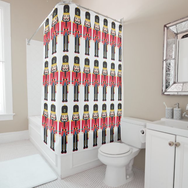 Nutcrackers Fun Christmas Holiday Shower Curtain (In Situ)