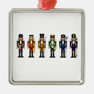 Nutcrackers in Rainbow Colours Metal Tree Decoration