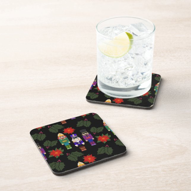 Nutcrackers Soldiers Faux Felt Style Whimsical Coaster (Right Side)