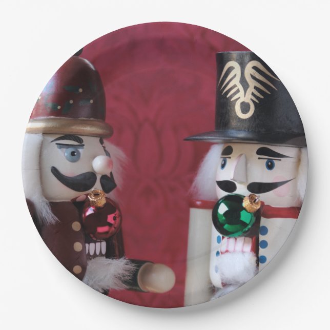 Nutcrackers with ornaments paper plate (Front)