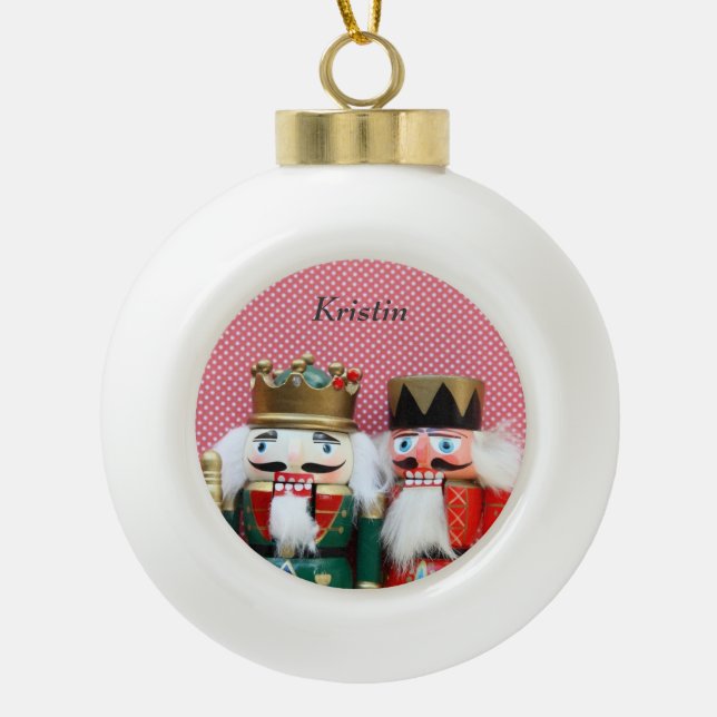 nutcrackers with polka dots ceramic ornament (Front)