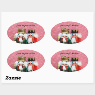Nutcrackers with polka dots oval sticker