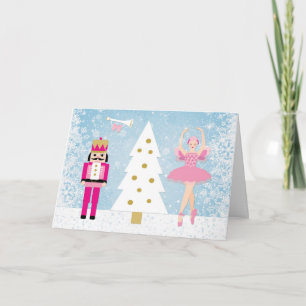 Nutcraker, Ballerina, snowflakes & Christmas tree Holiday Card
