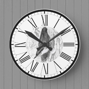Nuthatch British Bird Illustration Round Clock