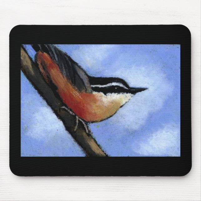 NUTHATCH IN OIL PASTEL: MOUSEPAD (Front)