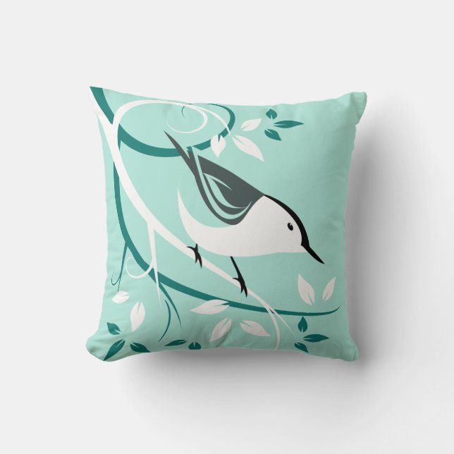 Nuthatch On Tree Branch Cushion (Front)